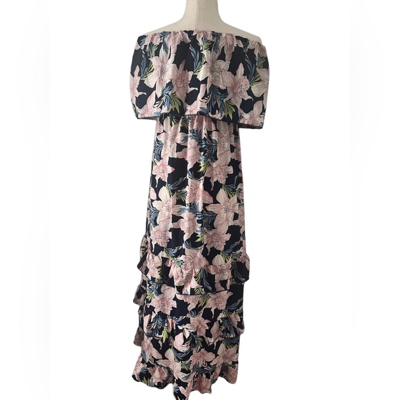 Anna-Kaci Navy Floral Off Shoulder Maxi‎ Dress Size small - Picture 2 of 6